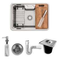 Cuba Massima Docol Para Cozinha 64 x 44cm de Sobrepor/Embutir Aço Inox Escovado Com Acessórios Gourmet