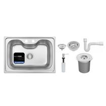 Cuba Morgana Tramontina Sobrepor Undermount Aço Inox Acetinado 69x49 com Dosador e Lixeira Tramontina Cuba Morgana Tramontina Sobrepor Undermount Aço Inox Acetinado 69x49 com Dosador e Lixeira Tramontina