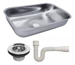 CUBA N2 RASA CONICA 0,4 430 ESCOVADA FURO CENTRAL 3 1/2'' - 56x34x11 + ACESSORIOS CUBA N2 RASA CONICA 0,4 430 ESCOVADA FURO CENTRAL 3 1/2'' - 56x34x11 + ACESSORIOS