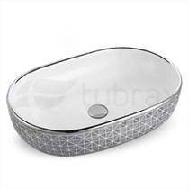Cuba Oval Banheiro Lavabo Cerâmica Sobrepor Prata Tubrax Cuba Oval Banheiro Lavabo Cerâmica Sobrepor Prata Tubrax