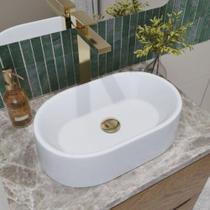 Cuba Oval Helo Para Lavabo 43x25cm Mármore Sintético - Ofertamo