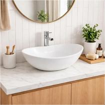 Cuba Oval Para Banheiro De Apoio 100 Louça Canoa 41x33cm Branco Brilhante