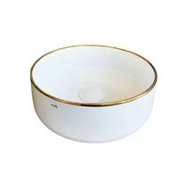 Cuba para Banheiro Cerâmica Branca e Dourada 31cm Reno RC 11