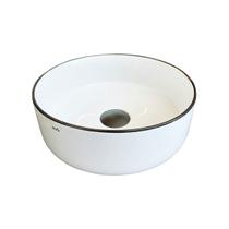 Cuba para Banheiro Cerâmica Branca e Preta Redonda 31cm Reno RC 12