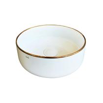 Cuba para Banheiro Cerâmica Branca e Rose Gold Redonda 31cm Reno RC 13