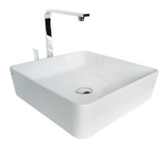 Cuba para Banheiro Cerâmica Branca Quadrada 40cm Reno RC 350