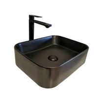 Cuba para Banheiro Cerâmica Preta Fosca Retangular 45cm Reno RC 481