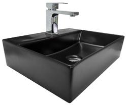 Cuba para Banheiro Cerâmica Preta Fosca Retangular 46cm Reno RC 451