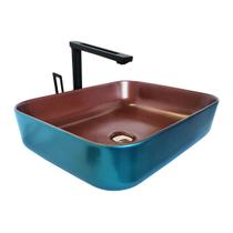 Cuba para Banheiro Cerâmica Verde e Rose Gold Retangular 51cm Reno RC 40 Cuba para Banheiro Cerâmica Verde e Rose Gold Retangular 51cm Reno RC 40