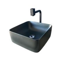 CUBA PARA BANHEIRO CUBA DE LOUCA 35X35 cm SOBREPOR CUBA DE APOIO QUADRADA SIENA PRETOFOSCO