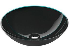 Cuba para banheiro de vidro temperado apoio redonda 30 x 30 x 9cm vidro de 10 mm preta 2029 cuba sobrepor