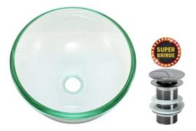 Cuba para Banheiro Lavabo Redonda Incolor 35cm Vidro 12mn - GB35IN + VV101