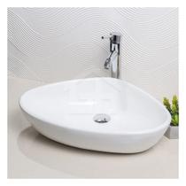 Cuba para Banheiro Lavabo Triangular em Louça Porcelana Extra Branca + Válvula Click - CLV54 + VV101