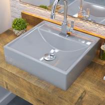 Cuba para Banheiro Quadrada Cinza Q39 - Compace Cuba para Banheiro Quadrada Cinza Q39 - Compace