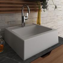 Cuba para Banheiro Quadrada Marmore Sintético Branca Design Moderno Tecnomobili