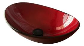 Cuba para banheiro redonda canoa cuba de vidro sobrepor cuba de apoio 43 x 28 cm vidro temperado vinho 10mm 4020 - cuba decorativa lavabo