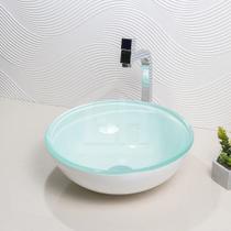 Cuba Para Banheiro sobrepor Vidro Temperado 12mm Branca Redonda 41CM diametro - GB41BR