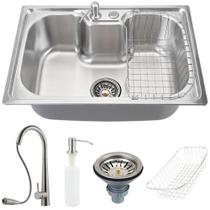 cuba para cozinha com acessórios carajás e Torneira para cozinha Gourmet em Aço escovado Apurema cuba para cozinha com acessórios carajás e Torneira para cozinha Gourmet em Aço escovado Apurema