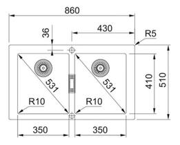 Cuba Para Cozinha Dupla De Sobrepor 86X51X20Cm Resistente