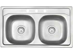 Cuba para Cozinha Dupla Inox de Sobrepor - Retangular Perfecta California FX 84x48cm - Tramontina