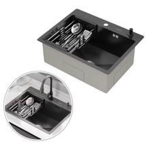 Cuba Para Cozinha Gourmet Mônaco Quadrada Preto com Cesto Escorredor Aço Inox 304 GoldenX