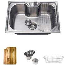 Cuba para cozinha gourmet pia aço inox 304 com acessórios e tábua de corte Borari Pingoo.casa