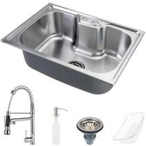 Cuba para cozinha gourmet pia aço inox acessórios Nawa 50 cm e Torneira gourmet Munim pingoo.casa