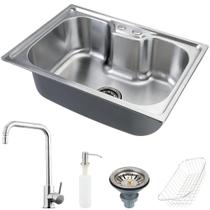 Cuba para cozinha gourmet pia aço inox acessórios Nawa 50 cm e Torneira gourmet Potengi PIngoo.casa