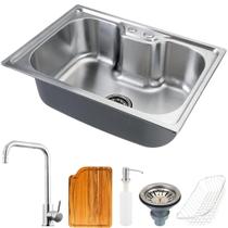 Cuba para cozinha gourmet pia aço inox com acessórios e tábua corte 50cmTorneira gourmet PIngoo.casa