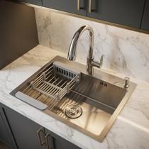 Cuba Para Cozinha Gourmet Pia Aço Inox Escovado 65X50X25CM Com Acessórios V137 Vimer