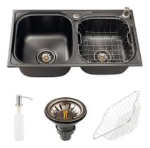 Cuba Para Cozinha Gourmet Pia Dupla Aço Inox Ticunas Pingoo.Casa - Preto Cuba Para Cozinha Gourmet Pia Dupla Aço Inox Ticunas Pingoo.Casa - Preto