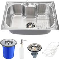 Cuba para cozinha gourmet pia inox com acessórios Carajás e lixeira PIngoo.casa