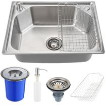 Cuba para cozinha gourmet pia inox com acessórios Guarani e lixeira Pingoo.casa