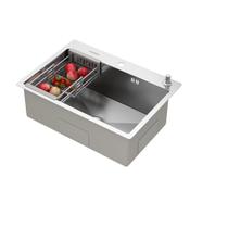 Cuba Para Cozinha Gourmet Quebec Quadrada 62cm Aço Inox 304 com Cesto Escorredor GoldenX