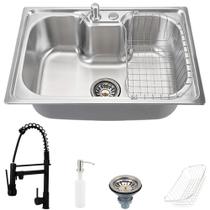 Cuba para cozinha pia com acessórios Carajás e Torneira monocomando gourmet Munim Preto Pingoo.casa Cuba para cozinha pia com acessórios Carajás e Torneira monocomando gourmet Munim Preto Pingoo.casa