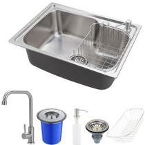 Cuba para cozinha pia com acessórios e lixeira Matis e Torneira gourmet Tinguá Pingoo.casa