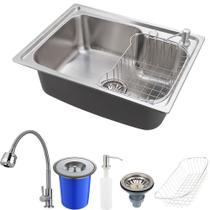 Cuba para cozinha pia com acessórios Matis e Torneira gourmet Jaguaribe Pingoo.casa