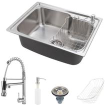 Cuba para cozinha pia com acessórios Matis e Torneira monocomando gourmet Munim Pingoo.casa