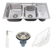 Cuba Para Cozinha Pia Dupla Em Aço Inox Com Acessórios E Lixeira Caiapós Pingoo.Casa Cuba Para Cozinha Pia Dupla Em Aço Inox Com Acessórios E Lixeira Caiapós Pingoo.Casa