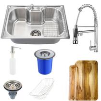 Cuba para Cozinha pia inox Acessórios tábua lixeira Carajás Torneira gourmet monocomando PIngoo