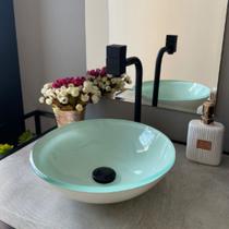 Cuba para pia de banheiro cuba de apoio Redonda 30 Cm De Vidro branco Temperado 10Mm 2029 lavabo