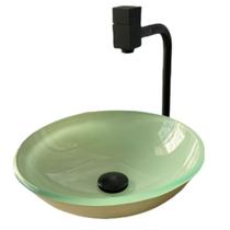 Cuba para pia de banheiro grande cuba de apoio Redonda 35 Cm De Vidro Temperado 10Mm Branco 2034