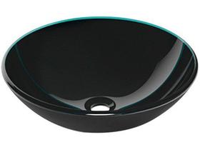 Cuba para pia de banheiro grande cuba de apoio Redonda 35 Cm De Vidro Temperado 10Mm Preta 2034 cuba sobrepor