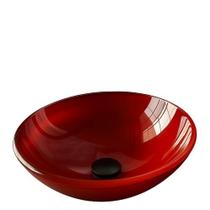 Cuba para pia de banheiro grande cuba de apoio Redonda 35 Cm De Vidro Temperado 10Mm Vermelha 2034 cuba sobrepor