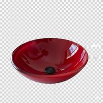 Cuba para pia de banheiro grande cuba de apoio Redonda 40 Cm De Vidro Temperado 10Mm Vermelha 2039
