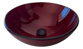 Cuba para pia de banheiro grande cuba de apoio Redonda 40 Cm De Vidro Temperado 10Mm Vinho 2039