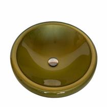 Cuba para pia de banheiro grande oval 42X42 Vidro Temperado Banheiro Lavabo 4045 dourada