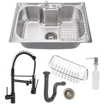 Cuba para pia em aço inox 50x40cm com torneira gourmet black Cuba para pia em aço inox 50x40cm com torneira gourmet black