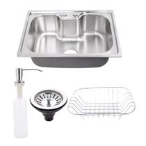 Cuba Pia Aço Inox Gourmet Cozinha Bancada De Embutir ou Sobrepor Com Acessórios 60 x 42