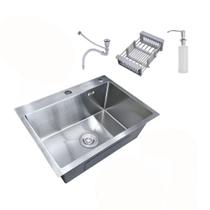 Cuba Pia Aço Inox Prata Quadrada Gourmet C/ Acessórios 60x45 Cuba Pia Aço Inox Prata Quadrada Gourmet C/ Acessórios 60x45
